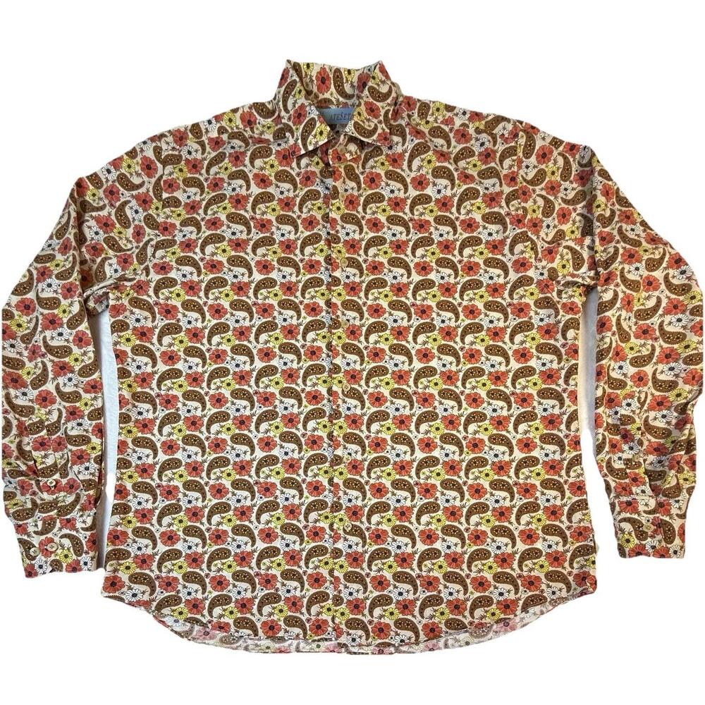 AteSeta Shirt Mens Size 44 17.5 (XL) Cotton Lightweight Button Down Multicolor
